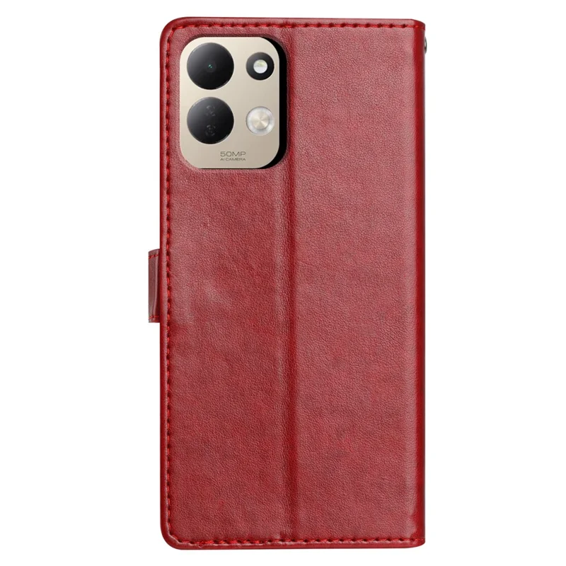 For Xiaomi Redmi 17 4G / 5G Leather Case Wallet Stand Phone Cover with Handy Strap - Red