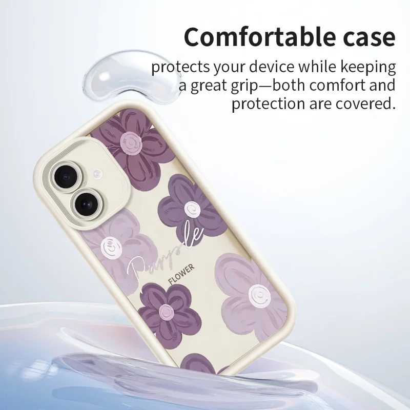 For iPhone 17 Hoesje met Bloemenpatroon Rubberachtig TPU Telefoonhoesje - Wit