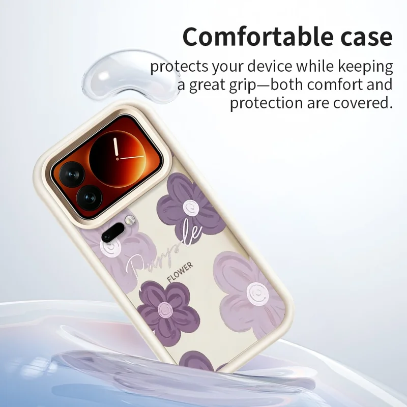 For Xiaomi 17 Pro Max Case Floral Pattern Printing Rubberized TPU Phone Cover - White