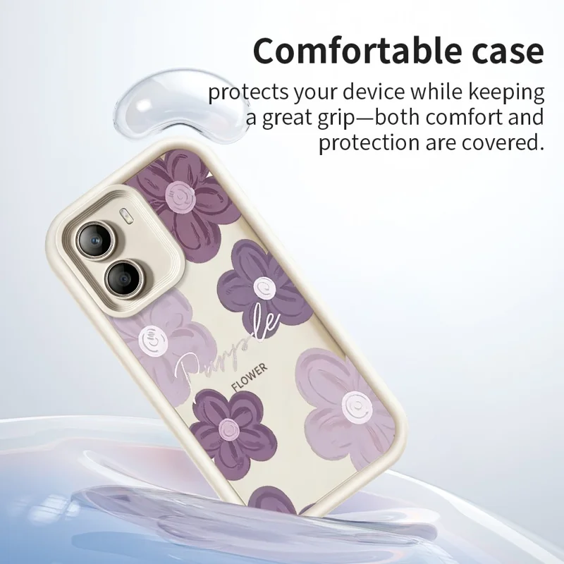 Fluweelzachte TPU-telefoonhoesje met bloemenpatroon voor Xiaomi Poco X7 Pro 5G - Wit