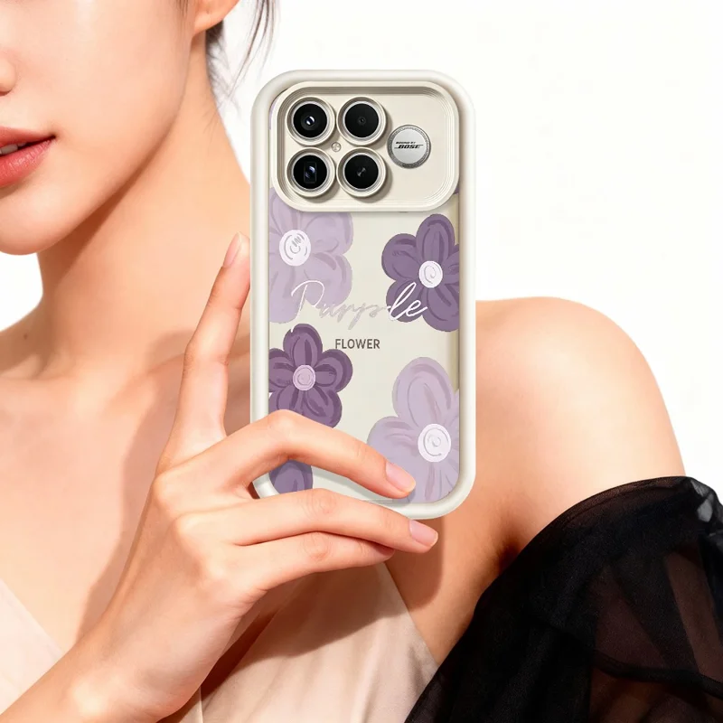 Für Xiaomi Poco F8 Ultra Hülle Blumenmuster Druck Anti-Rutsch-TPU-Handyhülle - Weiß