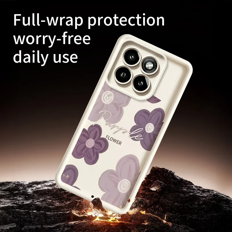 For Motorola Moto G86 5G Case Floral Pattern Printing Rubberized TPU Phone Cover - White