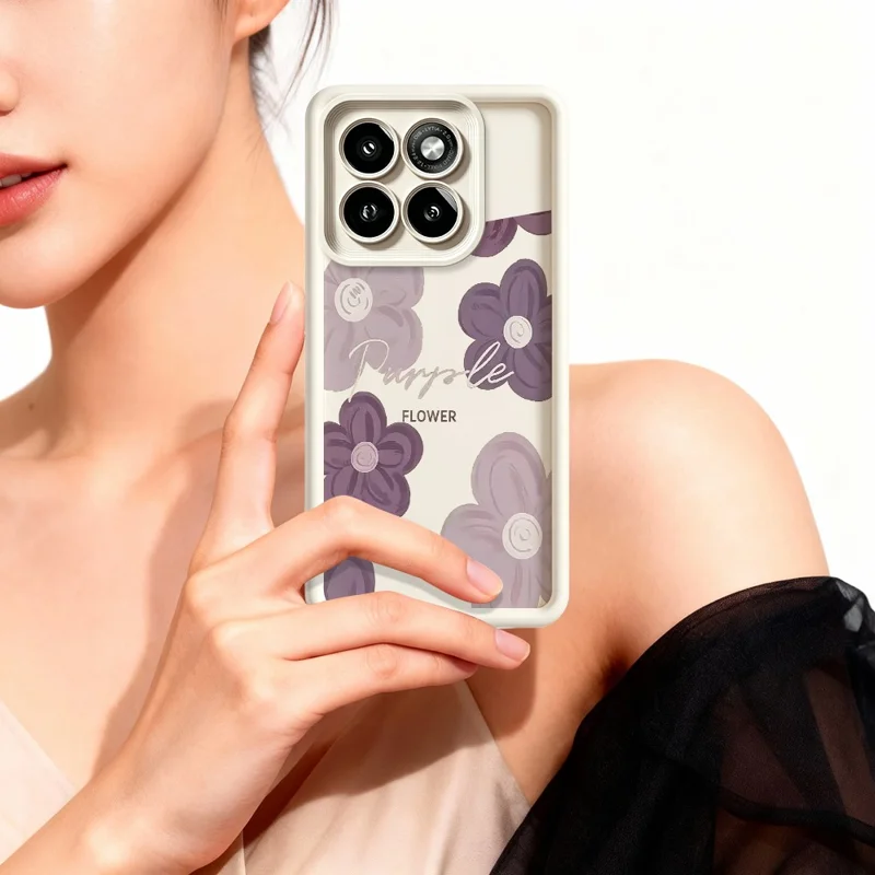 For Motorola Moto G86 5G Case Floral Pattern Printing Rubberized TPU Phone Cover - White