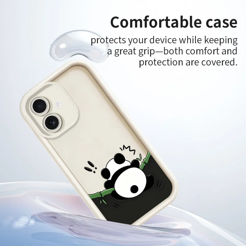 For iPhone 17 TPU Case Rubberized Anti-Slip Panda Pattern Printing Phone Cover - White