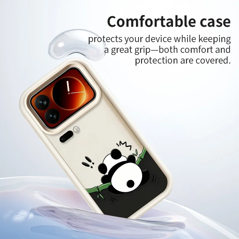 For Xiaomi 17 Pro Max TPU Case Rubberized Anti-Slip Panda Pattern Printing Phone Cover - White