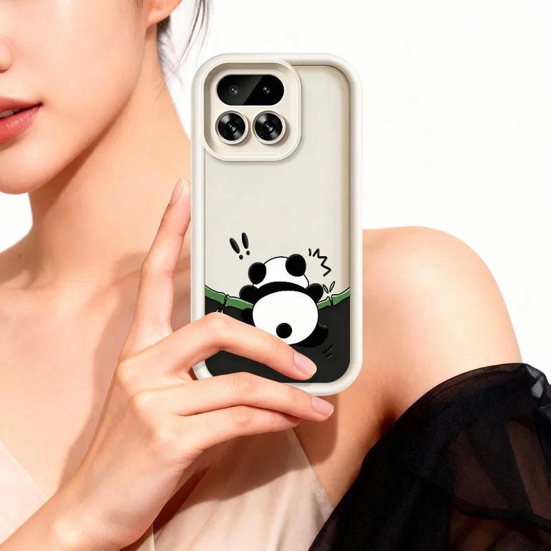 For Realme 16 Pro 5G TPU Case Rubberized Anti-Slip Panda Pattern Printing Phone Cover - White