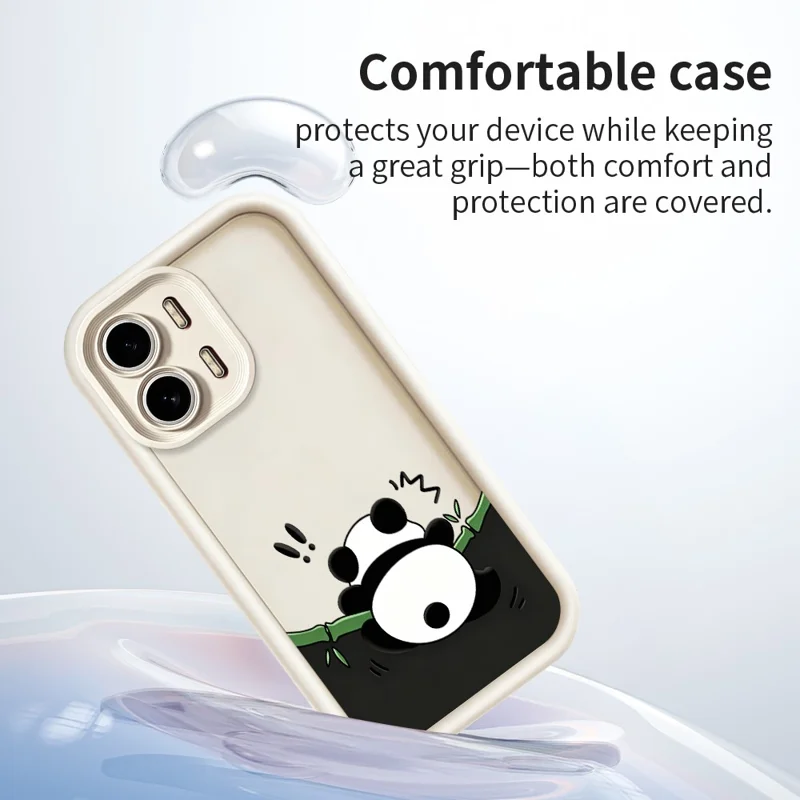 For Oppo A6x 5G  /  A6x 4G TPU Case Rubberized Anti-Slip Panda Pattern Printing Phone Cover - White