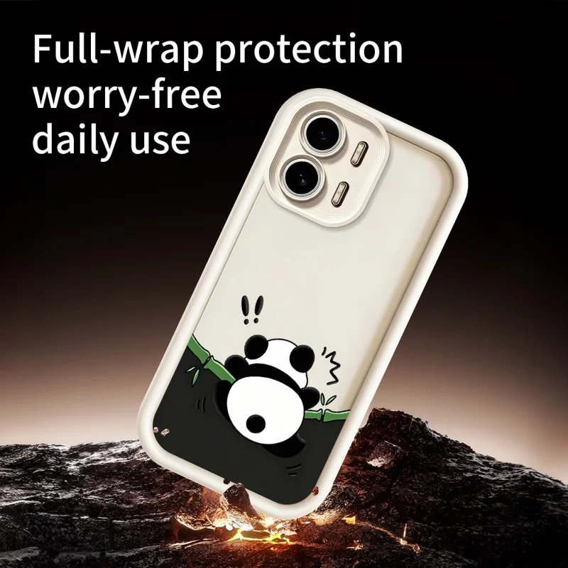 For Oppo A6x 5G  /  A6x 4G TPU Case Rubberized Anti-Slip Panda Pattern Printing Phone Cover - White