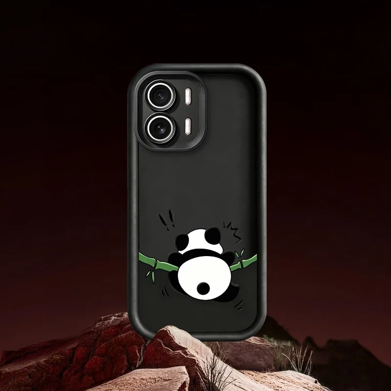 For Oppo A6x 5G  /  A6x 4G TPU Case Rubberized Anti-Slip Panda Pattern Printing Phone Cover - White