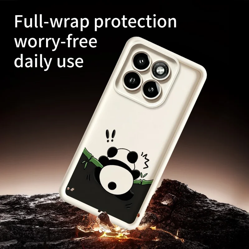For Motorola Moto G86 5G TPU Case Rubberized Anti-Slip Panda Pattern Printing Phone Cover - White