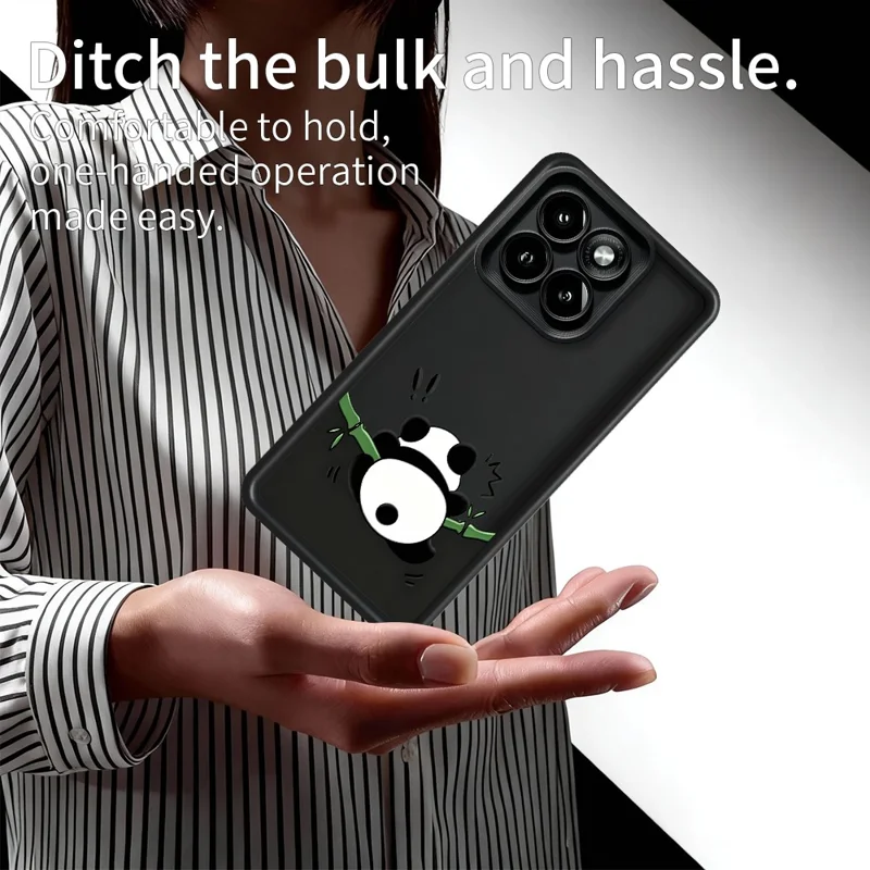 For Motorola Moto G86 5G TPU Case Rubberized Anti-Slip Panda Pattern Printing Phone Cover - White