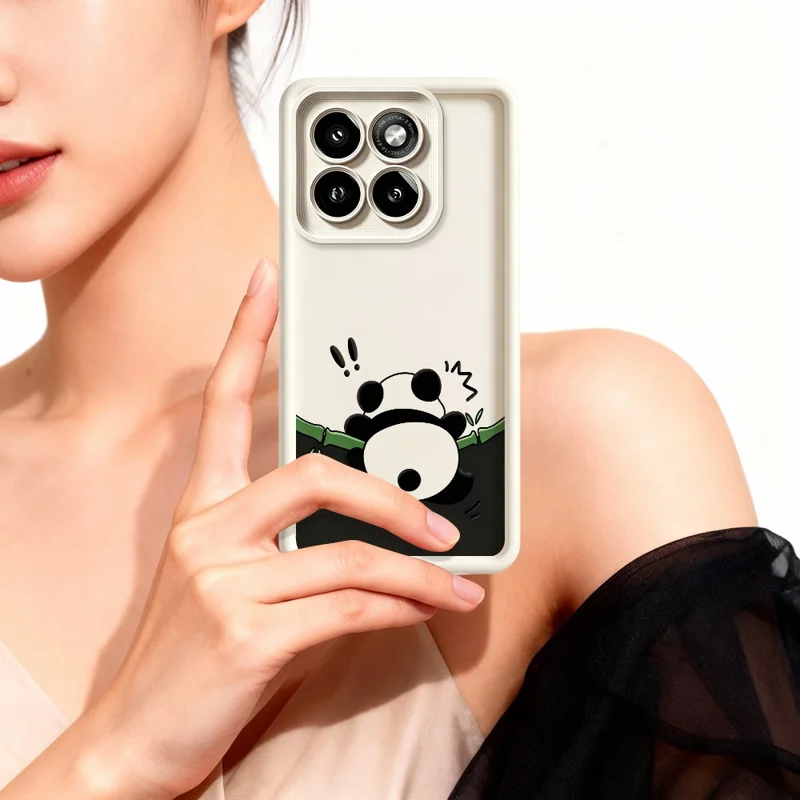 For Motorola Moto G86 5G TPU Case Rubberized Anti-Slip Panda Pattern Printing Phone Cover - White