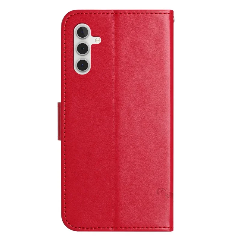 For Samsung Galaxy A54 5G Wallet PU Leather Phone Case Sturdy Stand Imprinted Butterfly Flower Pattern Smartphone Cover - Red