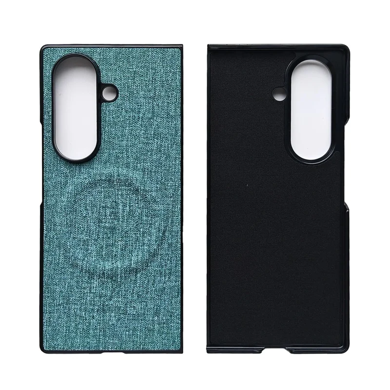 For Samsung Galaxy Z Fold8 Ultra Magnetic Case Cloth Texture PU Leather + PC Shockproof Folding Phone Cover - Cyan