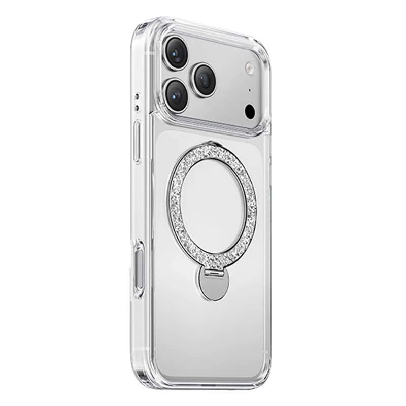 KEEPHONE SHINERING Series for iPhone 18 Pro Max / 17 Pro Max Case Magnetic Kickstand TPU + PC Shockproof Phone Cover - Transparent