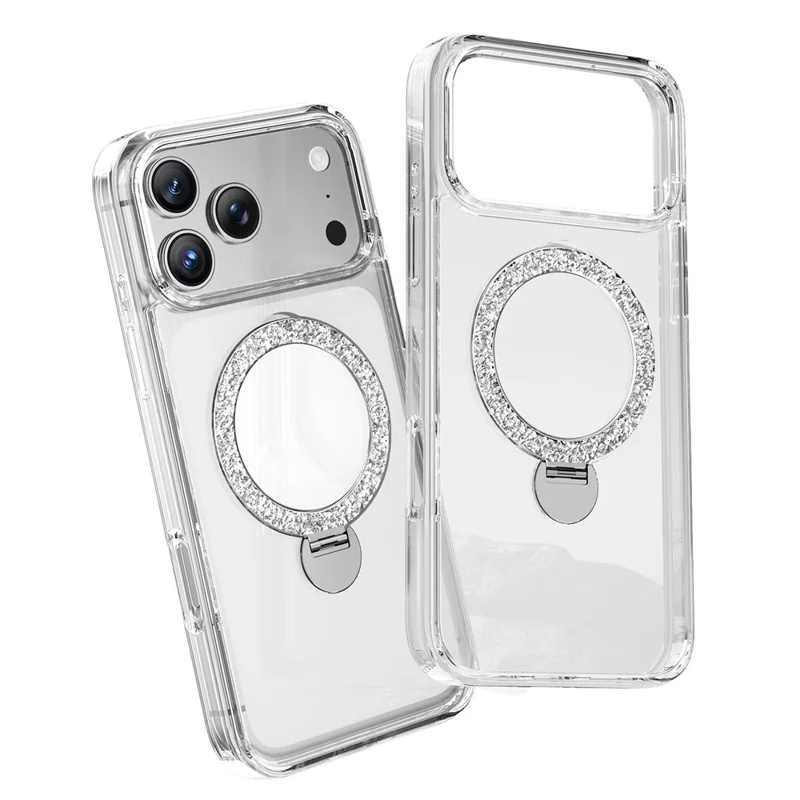 KEEPHONE SHINERING Series for iPhone 18 Pro Max / 17 Pro Max Case Magnetic Kickstand TPU + PC Shockproof Phone Cover - Transparent