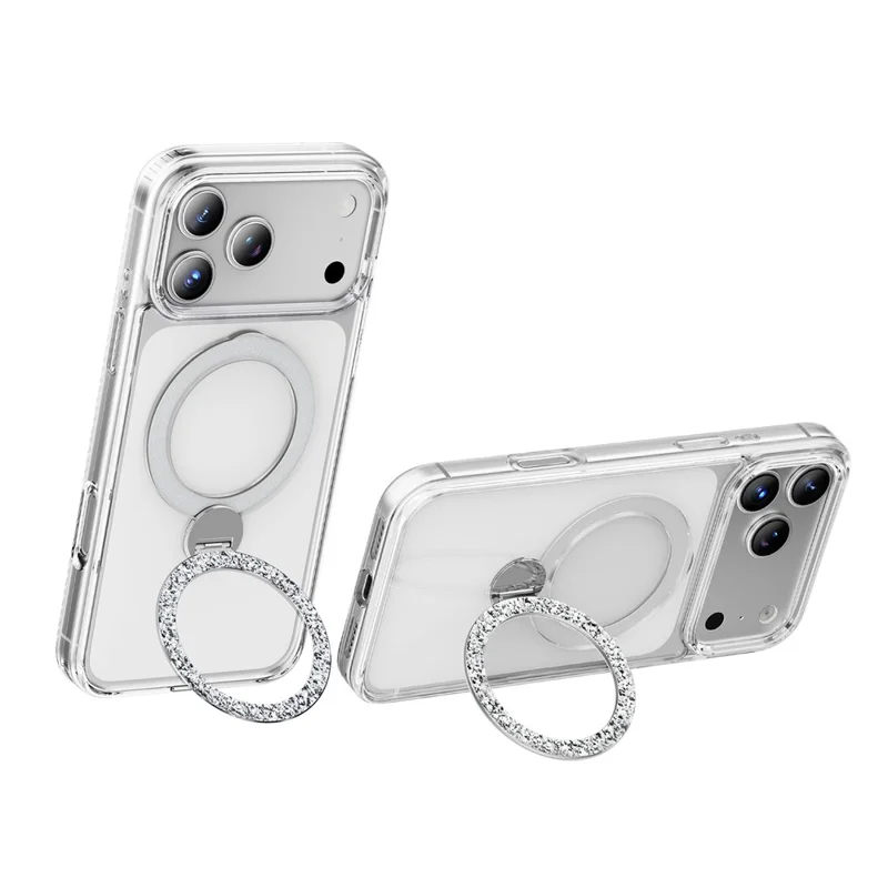 KEEPHONE SHINERING Series for iPhone 18 Pro Max / 17 Pro Max Case Magnetic Kickstand TPU + PC Shockproof Phone Cover - Transparent