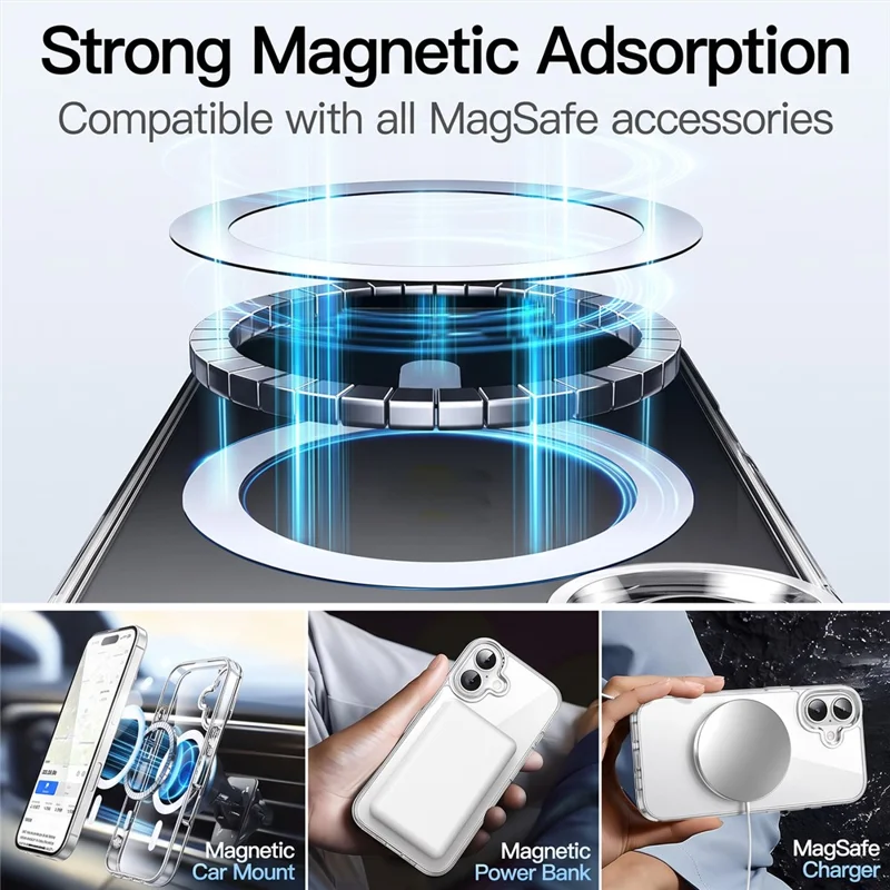 For iPhone 18 Pro Max Magnetic Case TPU + PC Clear Phone Cover with High Aluminium-silicon Glass Screen Protector + Lens Protector + Card Holder - Transparent - 4