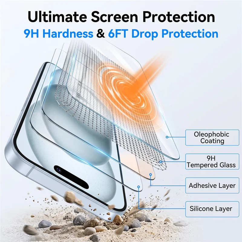 For iPhone 18 Pro Max Magnetic Case TPU + PC Phone Cover with High Aluminium-silicon Glass Screen Protector + Lens Protector + Card Holder - Black - 2