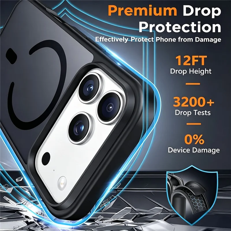 For iPhone 18 Pro Max Magnetic Case TPU + PC Phone Cover with High Aluminium-silicon Glass Screen Protector + Lens Protector + Card Holder - Black - 3