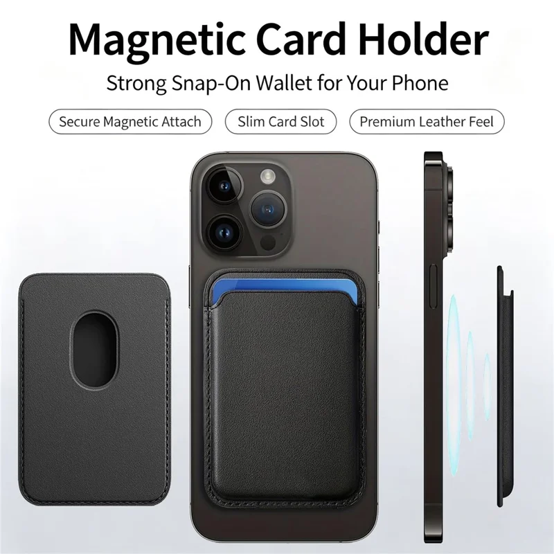 For iPhone 18 Pro Max Magnetic Case TPU + PC Phone Cover with High Aluminium-silicon Glass Screen Protector + Lens Protector + Card Holder - Black - 6