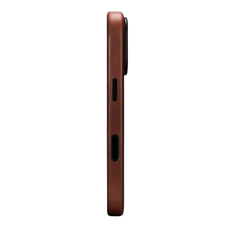 ICARER for iPhone 17 Magnetic Case Full Wrapped Waxy Genuine Cow Leather + PC Protective Cover - Brown