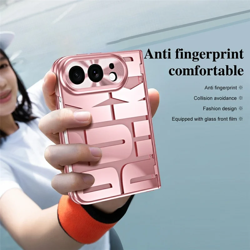For iPhone Duo Case Electroplating PC Phone Cover with Tempered Glass Film - Rose Gold