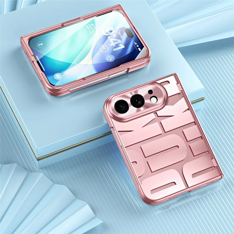 For iPhone Duo Case Electroplating PC Phone Cover with Tempered Glass Film - Rose Gold