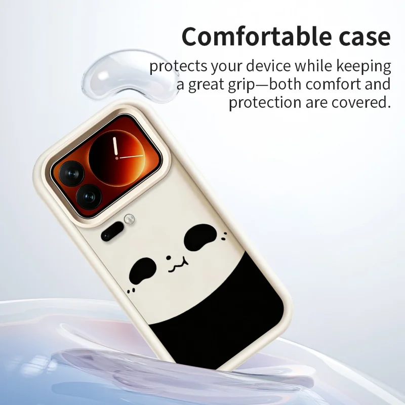 For Xiaomi 17 Pro Max Case Panda Pattern TPU Rubberized Anti-Slip Phone Back Cover - White