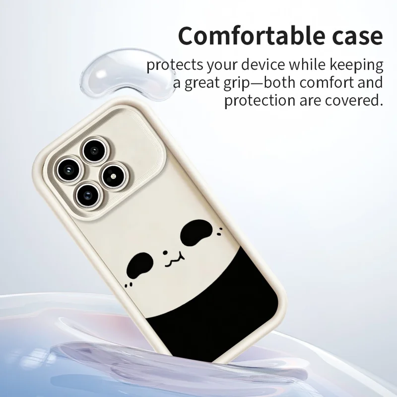 Cover per Xiaomi Poco F8 Pro 5G con Motivo Panda, Copertura Posteriore in TPU Antiscivolo con Superficie Gommosa - Bianco