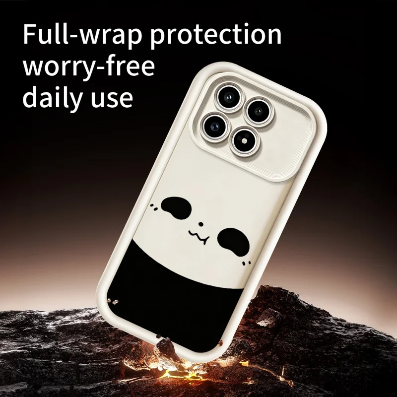 Cover per Xiaomi Poco F8 Pro 5G con Motivo Panda, Copertura Posteriore in TPU Antiscivolo con Superficie Gommosa - Bianco