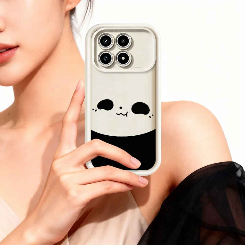 Cover per Xiaomi Poco F8 Pro 5G con Motivo Panda, Copertura Posteriore in TPU Antiscivolo con Superficie Gommosa - Bianco