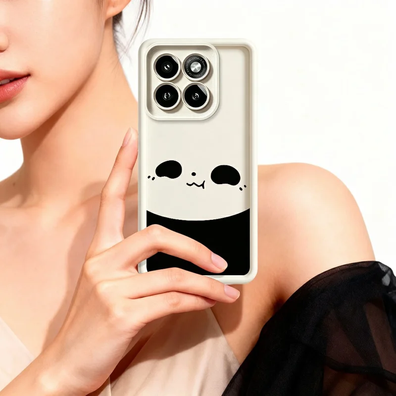 For Motorola Moto G86 5G Case Panda Pattern TPU Rubberized Anti-Slip Phone Back Cover - White