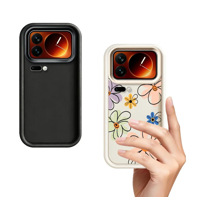 For Xiaomi 17 Pro Max TPU Case Hand-Drawn Floral Pattern Phone Back Cover - White