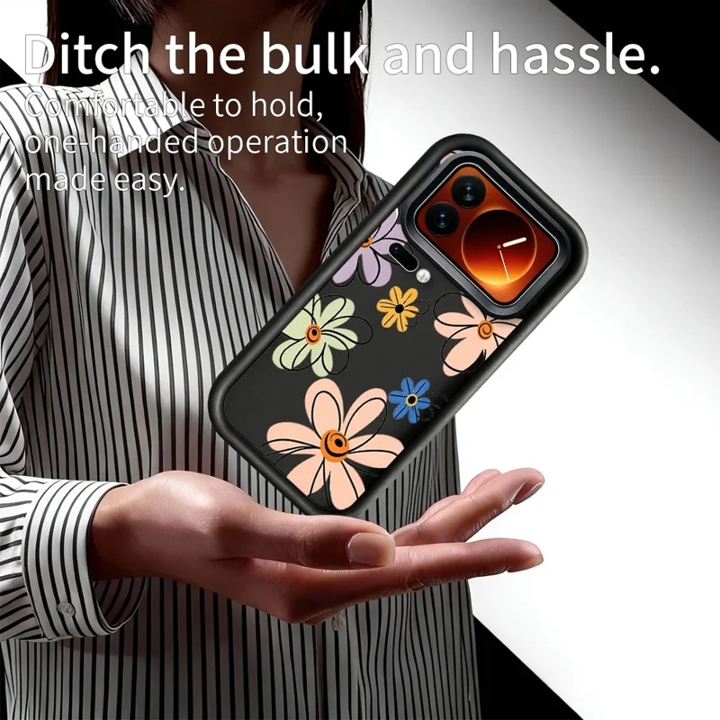 For Xiaomi 17 Pro Max TPU Case Hand-Drawn Floral Pattern Phone Back Cover - White