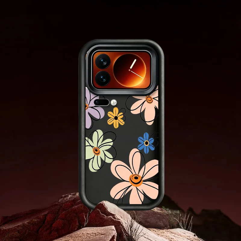 For Xiaomi 17 Pro Max TPU Case Hand-Drawn Floral Pattern Phone Back Cover - White
