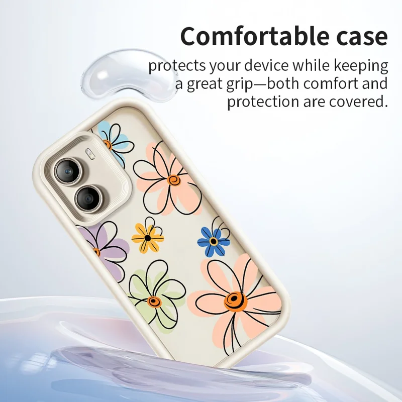 TPU-hoesje voor Xiaomi Poco X7 Pro 5G met handgetekend bloemenpatroon, achterkant telefoonhoesje - Wit