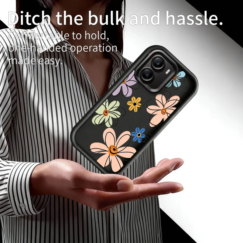 TPU-hoesje voor Xiaomi Poco X7 Pro 5G met handgetekend bloemenpatroon, achterkant telefoonhoesje - Wit