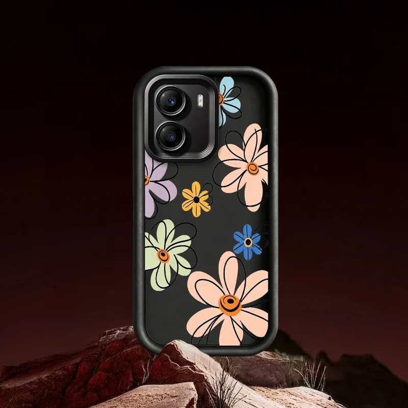 TPU-hoesje voor Xiaomi Poco X7 Pro 5G met handgetekend bloemenpatroon, achterkant telefoonhoesje - Wit