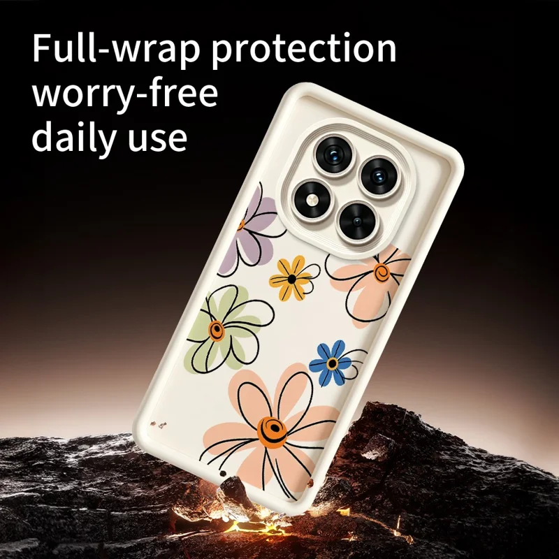 For Xiaomi Redmi Note 15 Pro+ 5G (Global)  /  Poco M8 Pro 5G TPU Case Hand-Drawn Floral Pattern Phone Back Cover - White