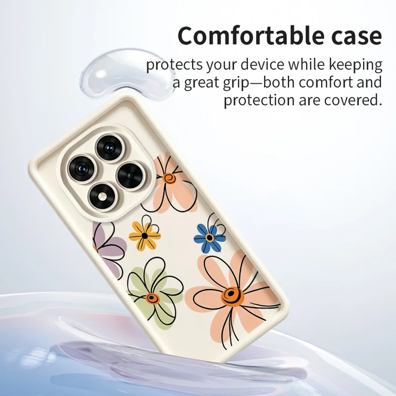 For Xiaomi Redmi Note 15 Pro+ 5G (Global)  /  Poco M8 Pro 5G TPU Case Hand-Drawn Floral Pattern Phone Back Cover - White