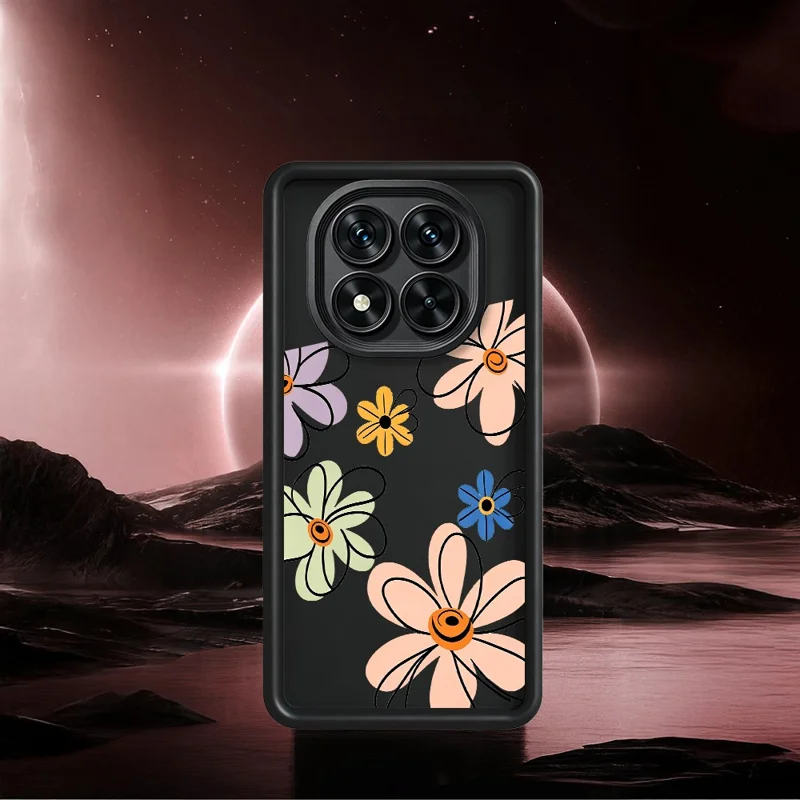 For Xiaomi Redmi Note 15 Pro+ 5G (Global)  /  Poco M8 Pro 5G TPU Case Hand-Drawn Floral Pattern Phone Back Cover - White