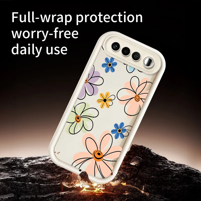 Чехол TPU для Realme 16 5G с рисунком ручной работы, цветочный узор, задняя панель для телефона — белый