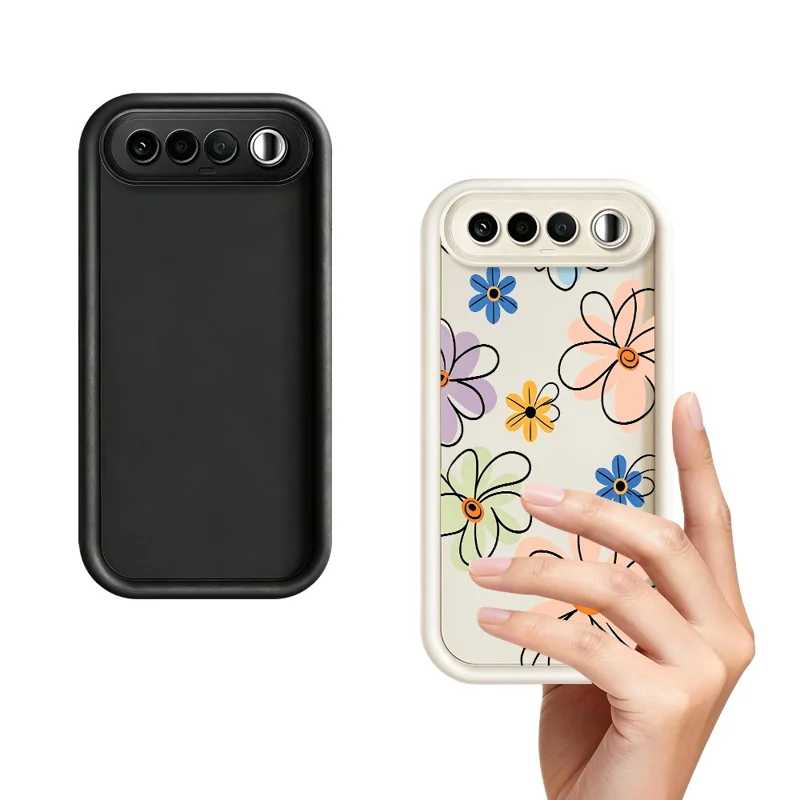 Чехол TPU для Realme 16 5G с рисунком ручной работы, цветочный узор, задняя панель для телефона — белый