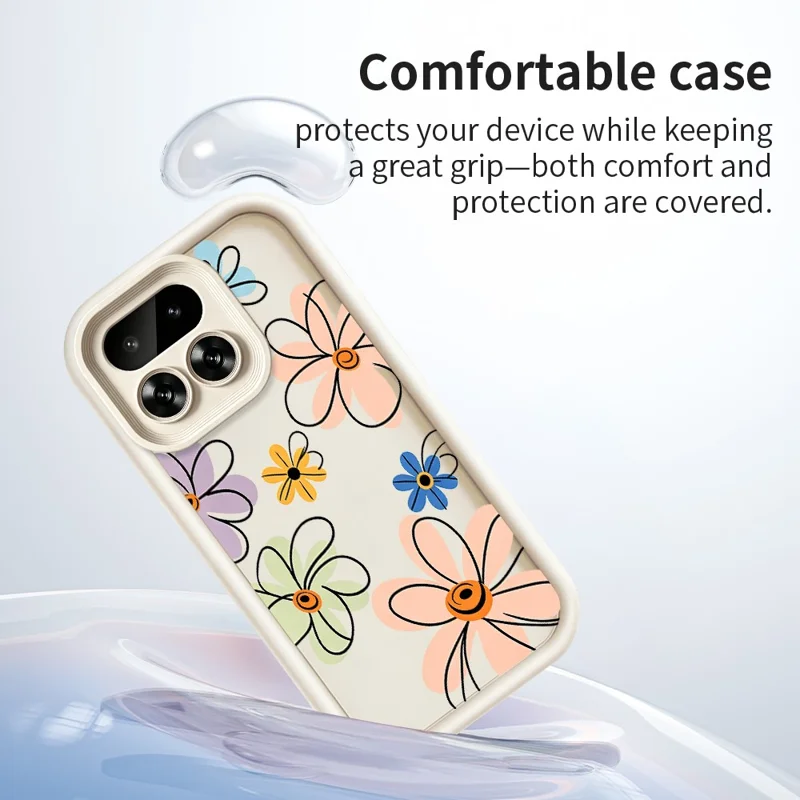 För Realme 16 Pro 5G TPU-fodral för handritat blommönster Telefonbaklåda - Vit