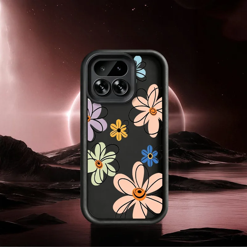 För Realme 16 Pro 5G TPU-fodral för handritat blommönster Telefonbaklåda - Vit
