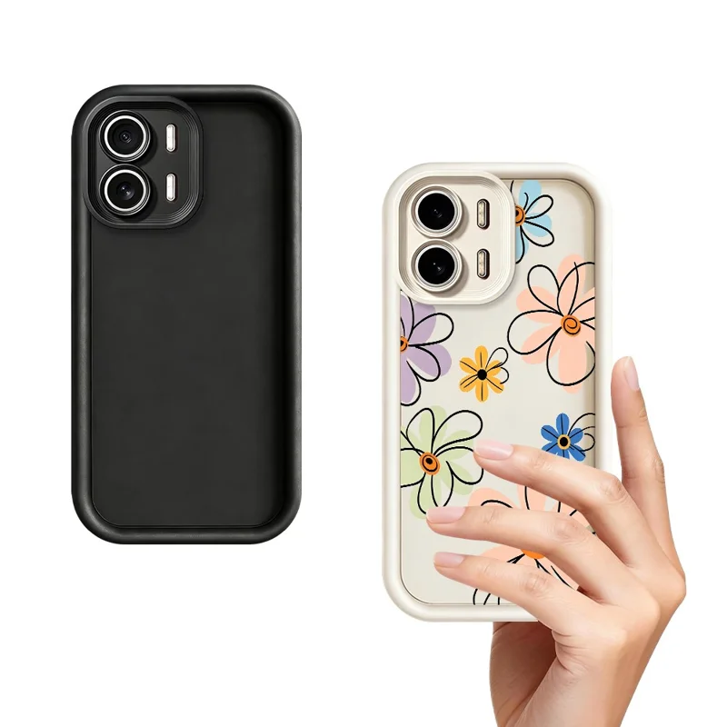 For Oppo A6x 5G  /  A6x 4G TPU Case Hand-Drawn Floral Pattern Phone Back Cover - White