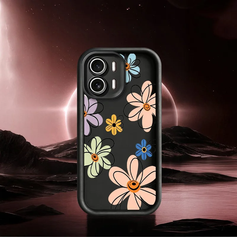For Oppo A6x 5G  /  A6x 4G TPU Case Hand-Drawn Floral Pattern Phone Back Cover - White