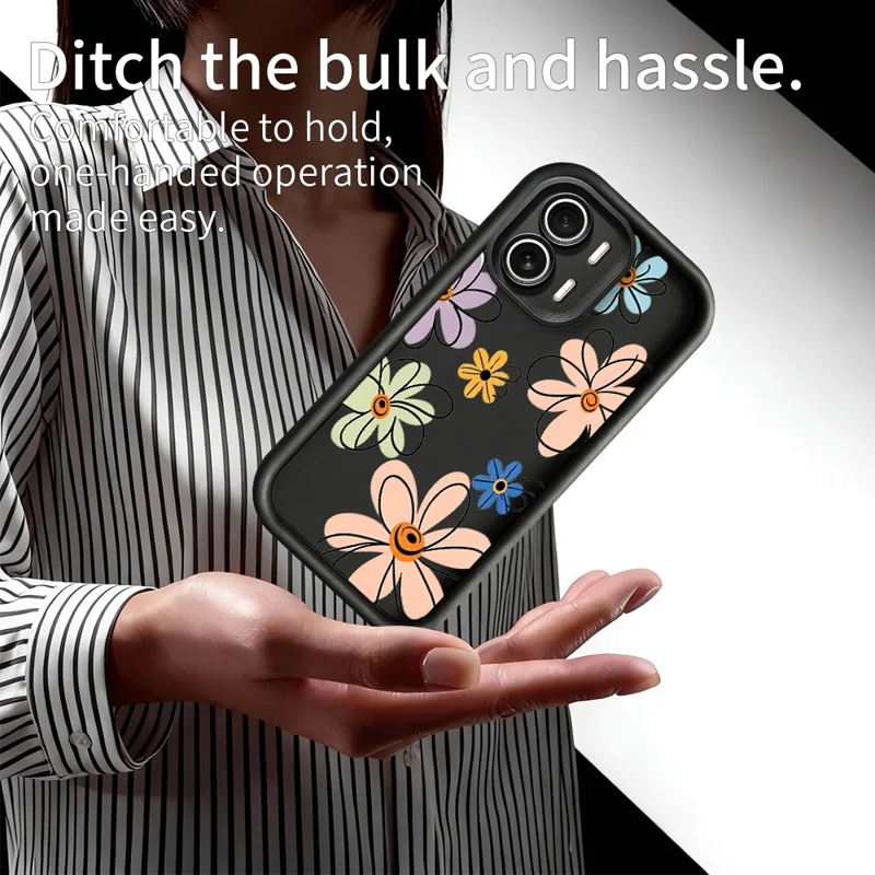 For Oppo A6x 5G  /  A6x 4G TPU Case Hand-Drawn Floral Pattern Phone Back Cover - White