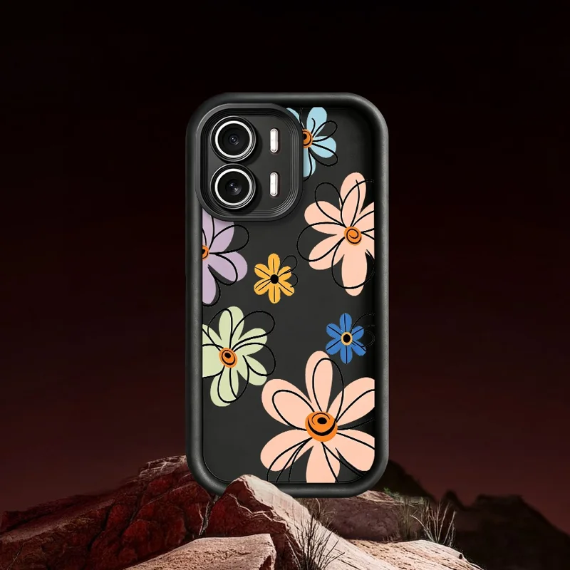 For Oppo A6x 5G  /  A6x 4G TPU Case Hand-Drawn Floral Pattern Phone Back Cover - White